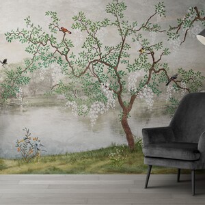 Custom Chinoiserie Floral Wall Mural – Personalized Elegant Wallpaper for a Unique Home