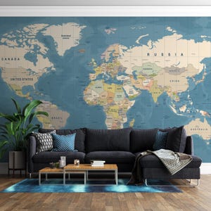 Arte mural con mapa del mundo, calcomanías de mapa del mundo, pegatinas de mapa del mundo, papel tapiz de mapa del mundo, mural de pared grande, decoración de mapas vintage