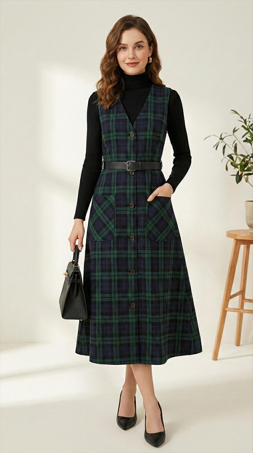 Black Watch Tartan Dress - Etsy