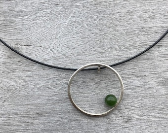 Round Floating Shape Pendant with Jade