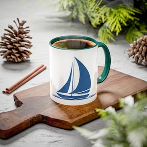 Nautical Mug, Sailor Coffee Cup, Ocean Theme Mug, Sea Lover Gift, Beach House Decor, Sailing, Sailing Gift, Sailing Takes Me Away, Sailor