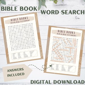 Bible Books Word Search, Digital Bible Word search, Bible Activities, Word Search, Word Puzzles, Bible Word puzzle, Printable Word Search