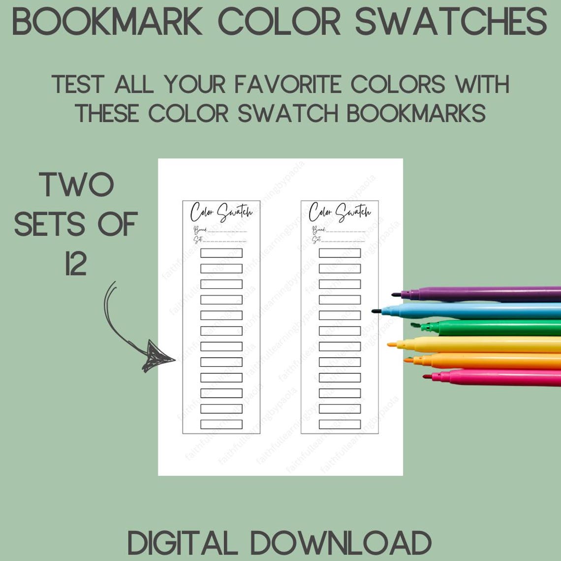 Bookmark Color Swatches, Color Swatch, Digital Color Swatches, Color ...