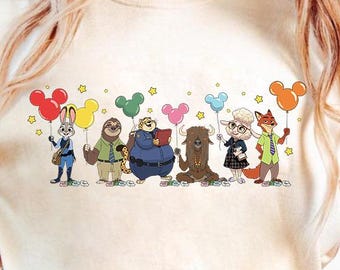 Disney Zootopia Characters Shirt, Comfort Colors, Nick Wilde Judy Hopps Shirt, Disney Family Trip Shirt, Zootopia Mickey Balloons Tee