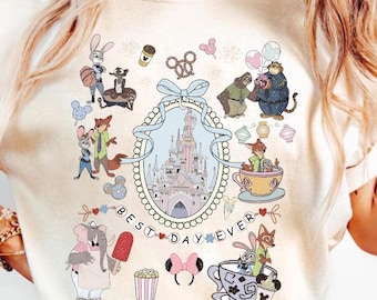 Coquette Bow Watercolor Zootopia Shirt, Judy Hopps Shirt, Nick Wilde Shirt, Retro Zootropolis Disney Tee, WDW Family 2025 Trip Tee