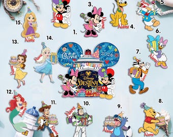 Personalized Birthday Cruise Magnet, Disney Cruise Line Door Magnet, Mickey & Friends Birthday Magnets, Family Cruise Decor, Birthday Magnet