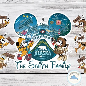 Personalized Disney Alaska Cruise magnet, Mickey & friends Disney Cruise Line magnet, Disney Wonder Family cruise door magnet decorations