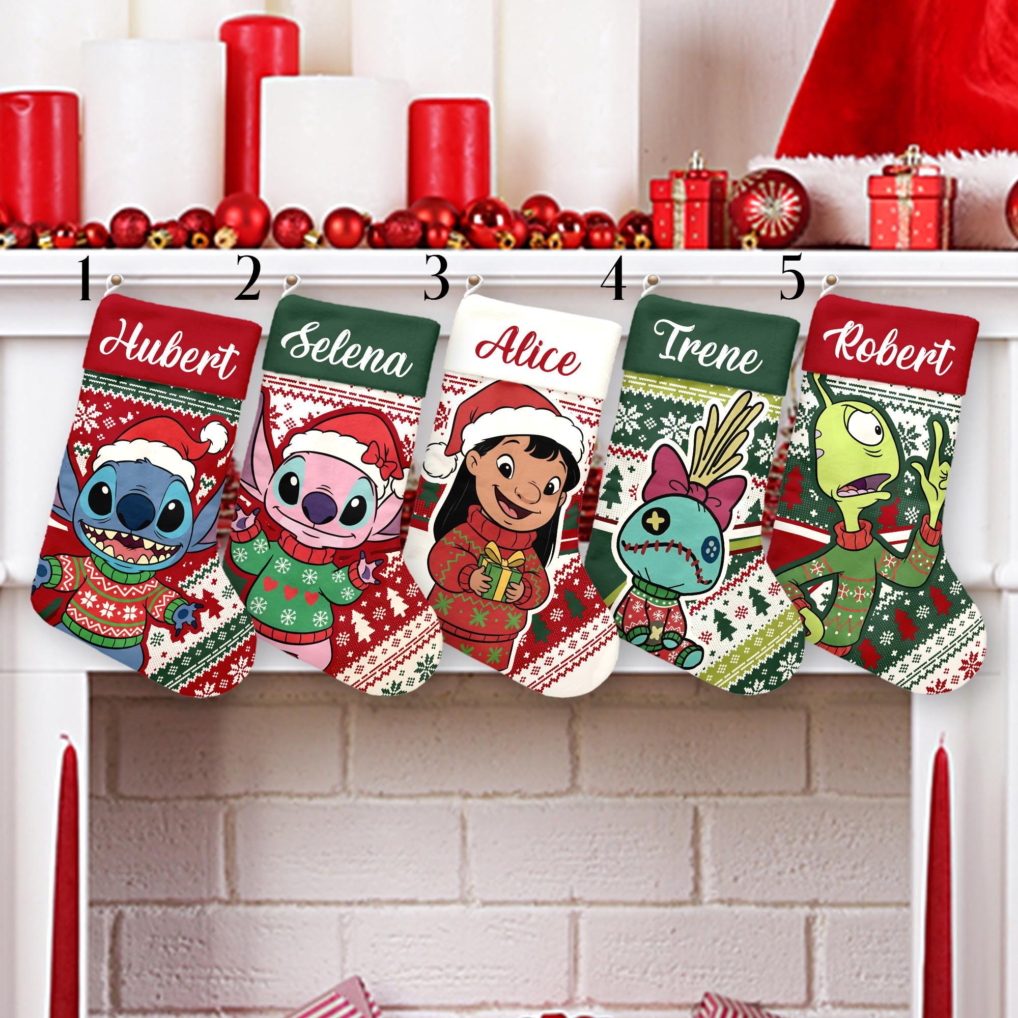 Discover Personalized Disney Stitch Christmas Stockings, Lilo & Stitch Christmas Stockings With Name, Stitch Angel Christmas Socks Stitch Stocking