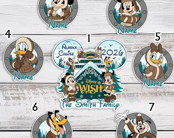 Personalized Disney Cruise Line Magnet, Custom Alaska Wonder Cabin Door Decor Mickey Friends Family Winter Cruise Vacation 2026