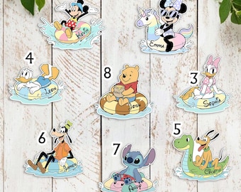 Personalized   Pool Float Magnet – Custom Name Cruise Door Decor – Mickey, Minnie, Donald & More – Summer Vacation Magnet