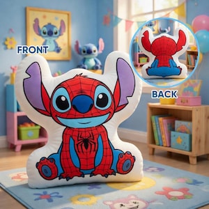 Custom Stitch Spiderman Disney Pillow Personalized Superhero Stitch Cushion, Cute Stitch Cosplay Spiderman Pillow,Cartoon Bedroom Decor Gift bild 1