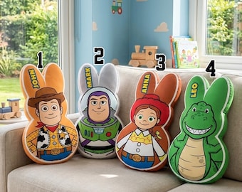 Personalized Toy Story Easter Pillow, Custom Bunny Plush Pillow, Toy Story Easter Basket Gift for  , Woody Buzz Pillow, Toy Story Decor