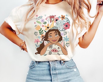 Disney Moana Shirt, Hei Hei and Pua Floral Shirt Shirt, Moana Princess Shirt, Disney Trip, Disneyland Shirt, Disney World Shirts