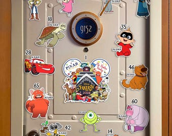 Personalized Pixar day at sea Disney Cruise 2026 Magnets, Pixar Characters Disney Fantasy Cruise Door Magnet Family Cruise Magnet