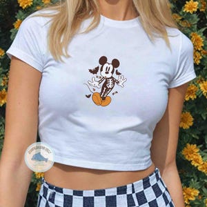 Retro Ghost Mickey Crop Tank, Disney Ghost Baby Tee, Mickey&#39;s Not So Scary Party Womens Tee, Mickey Halloween Balloon Shirt, Spooky Season