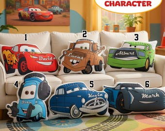 Cars Pillow, Lightning McQueen Decor Cushion, Cars Movie Gift Idea, Pixar Racing Car Pillow, Cartoon Car Room Decor, Cars Fan Cushion