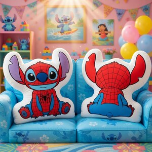 Custom Stitch Spiderman Disney Pillow Personalized Superhero Stitch Cushion, Cute Stitch Cosplay Spiderman Pillow,Cartoon Bedroom Decor Gift bild 4