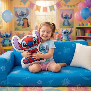 Custom Stitch Spiderman Disney Pillow Personalized Superhero Stitch Cushion, Cute Stitch Cosplay Spiderman Pillow,Cartoon Bedroom Decor Gift bild 5