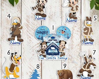 Imán personalizado para la puerta de un crucero por Alaska, imán personalizado de Mickey y sus amigos para un viaje a Alaska, decoración para la puerta de un camarote maravilloso para un crucero familiar.