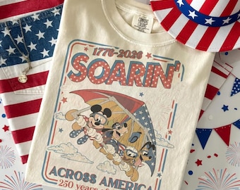 Retro Soarin Across America Shirt, USA 250th Anniversary Mickey Friends Tee, 4th of July Shirt, Patriotic Theme Park Family Trip Outfit 2026