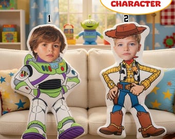 Custom     Face Photo Toy Story Pillow, Personalized Buzz Woody Jessie Plush Pillow, Toy Story Birthday Gift,   Room   Decor