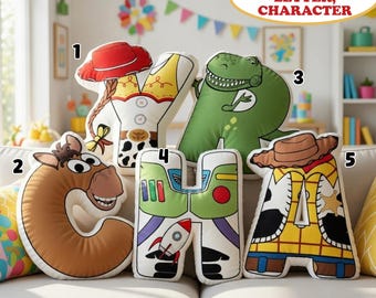 Custom Toy Story Name Letter Pillow, Personalized Disney Pillow for Kids, Woody Buzz Nursery Baby Shower Gift, Kids Toy Story Pillow Gift