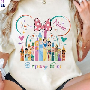 Camiseta de cumpleaños de Disney para niña, camiseta de Minnie Mouse, camiseta de viaje de cumpleaños de Disney para niñas, camiseta personalizada de cumpleaños de princesas Disney