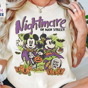 Retro Nightmare On Main Street Disney Halloween Shirt, Mickey&#39;S Not So Scary Halloween Party T-shirt, Disneyland Halloween Shirt
