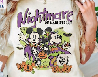 Retro Nightmare On Main Street Disney Halloween Shirt, Mickey'S Not So Scary Halloween Party T-shirt, Disneyland Halloween Shirt