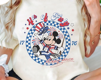 Mickey 4Th Of July Checkered Shirt, Disney Happy Independence Day 2025 Matching T-shirt, Patriotic USA Flag Tee, Disneyland