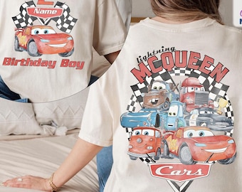 Two-Sided Disney Cars Custom Name Shirt, Comfort Colors Disney Cars Birthday T-shirt, Disney Cars Shirt, Car Pixar Tee, Disney Cars Land Tee