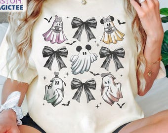 Camiseta de Halloween de Disneyland de WDW, camiseta vintage de Halloween de la coqueta fantasma de Disney, camiseta de Halloween para mujer, camiseta de Halloween de Mickey Ghost