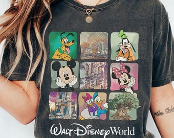 Comfort Colors® Micky und Freunde Shirt, Aquarell Disney Tshirt, Disneyland Familienurlaub Geschenke 2025, Magic Kingdom, Retro Walt Disney Tee