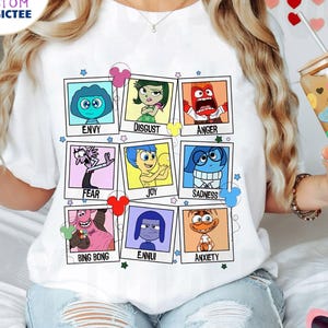 Koszulka Disney Pixar Inside Out Characters, Wdw Disneyland Inside Out 2 Movie 2025 Tee, Disney Family Vacation 2025, Radość Smutek Złość Zazdrość