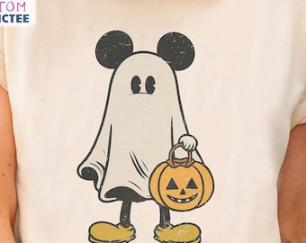 Retro Mickey Spooky Season Shirt, Mickey Ghost Halloween Comfort Color T-shirt, Mickey's Not So Scary Halloween Tee, Halloween Pumpkin Shirt