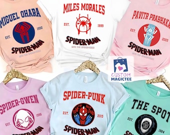 Spider-Man Arcoss The Spider-Verse Characters Group Shirt, Spider Punk T-shirt, Spider Gwen Shirt, Spiderman 2025 Miles Morales Tee
