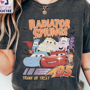 Lightning Mcqueen Halloween Shirt, Retro Radiator Springs Cars Movie Halloween T-shirt, Disney Halloween Trip, Halloween Party