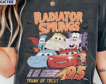 Lightning Mcqueen Halloween Shirt, Retro Radiator Springs Cars Movie Halloween T-shirt, Disney Halloween Trip, Halloween Party