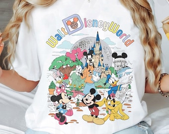 Camisa retrô Walt Disneyworld Comfort Colors, camiseta vintage Disneyworld, presentes para férias em família na Disneylândia 2025, Magic Kingdom