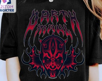 Camiseta de Darth Maul de Disney Star Wars, camiseta con gráfico de retrato de heavy metal, camiseta vintage de Lord Sith, regalo de Galaxy's Edge, camiseta de viaje a Disneyland
