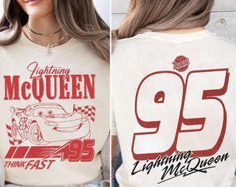 Vintage Lightning Mcqueen 2 Side Shirt, Rusteze Cars Tshirt, Vintage Disneyland Urlaubsreise, Das magische Königreich,Heizkörper Federn T-Shirt
