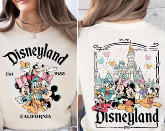 Retro Disneyland California 2 Side Shirt, Disneyland Est 1955 Tshirt, Mickey And Friends Shirt, Retro Walt Disney Tee, Disney Vacation Shirt