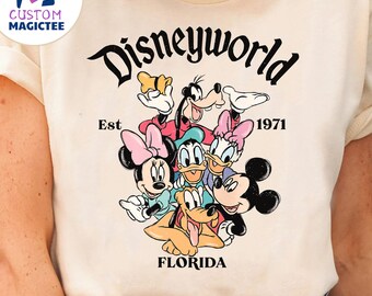 Chemise Disneyworld Est 1971, t-shirt rétro Disneyworld Florida, voyage de vacances Disneyland vintage, le royaume magique, t-shirt Mickey et ses amis