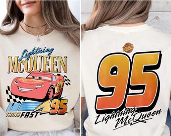 Retro Lightning Mcqueen 2 Side Shirt, Lightning Mcqueen 95 Tshirt, Vintage Disneyland Urlaubsreise, Das magische Königreich, Piston Cup Tee