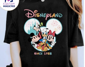Camiseta vintage de Disneyland (1955), camiseta de Mickey y sus amigos, viaje de vacaciones vintage a Disneyland, Reino Mágico, camiseta infantil de Disney