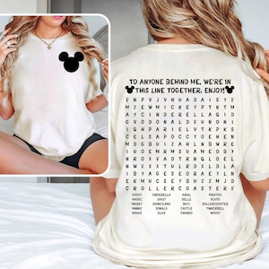 Waiting In Line Puzzle Disney Shirt, Funny Interactive Disney T-shirt, Disney Dad Shirts, Disney Mom Tee, Disneyworld Tee, Word Search Shirt