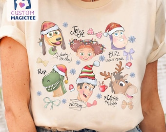 Shirt kerstfeest 2025, Disney Christmas Toy Story T-shirt, Woody Buzz Lightyear Jessie Rex Slinky Dog kerstshirts, Disneyland-trui