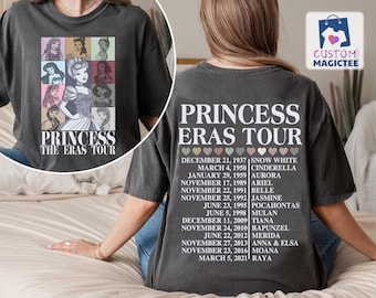 Camiseta de la gira de las princesas Disney, camiseta de los personajes de las princesas Disney, camiseta de la gira de las eras de las princesas, camiseta de viaje de chicas Disney, camiseta de Disneyland, Disneyworld