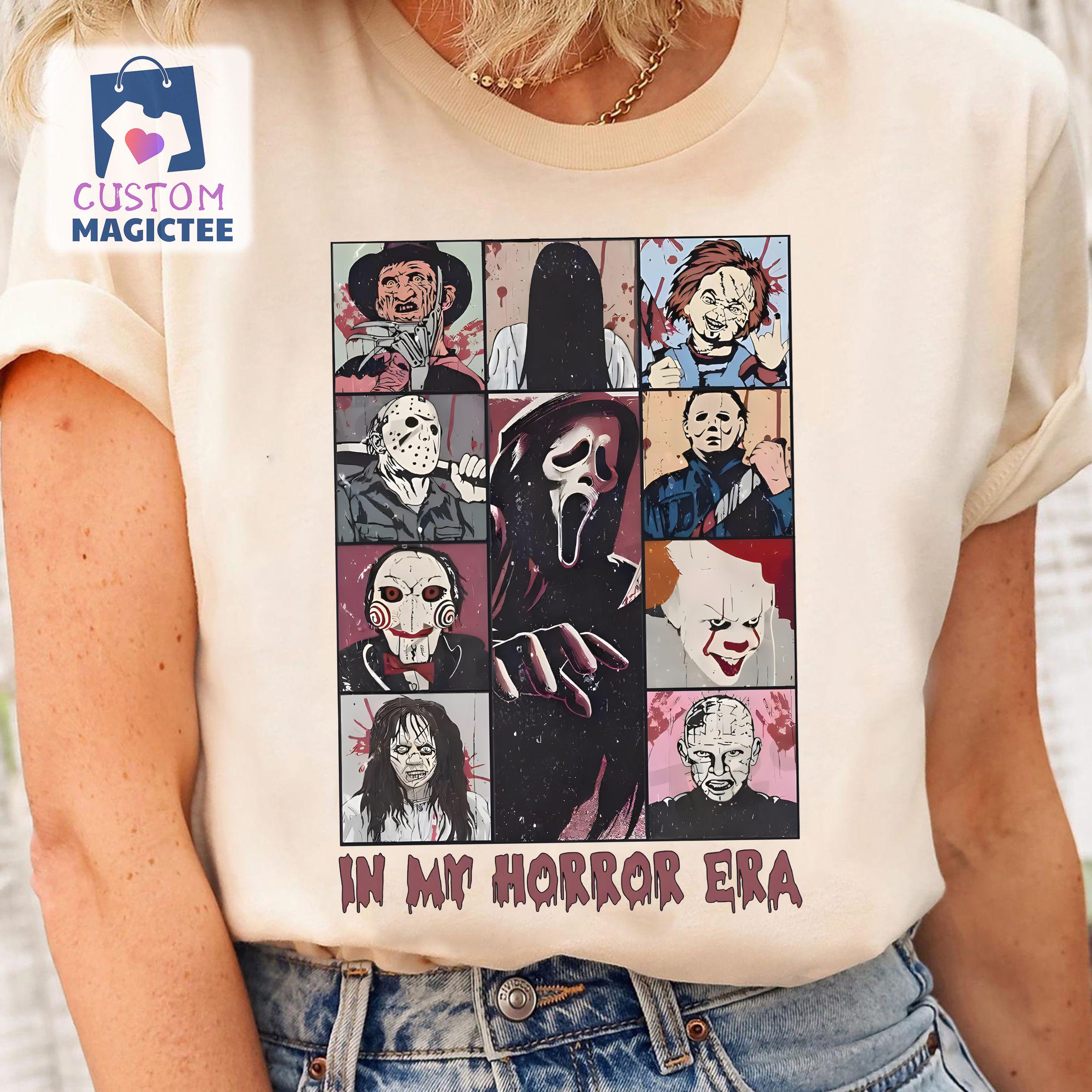 Horror Halloween Characters Comfort Colors Shirt, In My Horror Era T-shirt, Horror Movie, Halloween Horror Nights Shirt, Scary Movie Tee