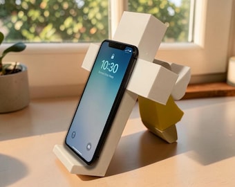 Telefoonstandaard engel, esthetisch bureaudecor, religieus cadeau, minimalistische sculptuur, iPhone-houder, christelijk cadeau-idee